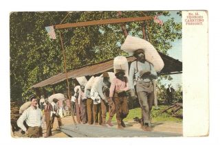 Old Vintage Antique 1907 Postcard Black African American Men Carrying Freight