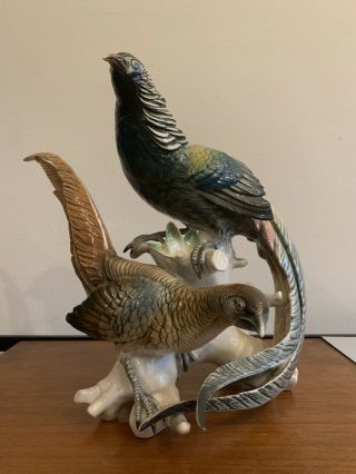Vintage Karl Ens Germany Two Pheasant Porcelain Bird Collectable Figurine
