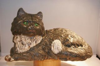 Hubley 19th - Early 20th,  Antique,  Large Cast Iron,  Hand Painted Cat Doorstop