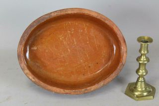 A Very Rare Early 19th C Pa Redware Oval Baking Pan In Great Color And