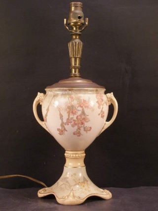 Big 19c Art Nouveau Royal Doulton Burslem Pottery Stoneware Oil Lamp Jardiniere