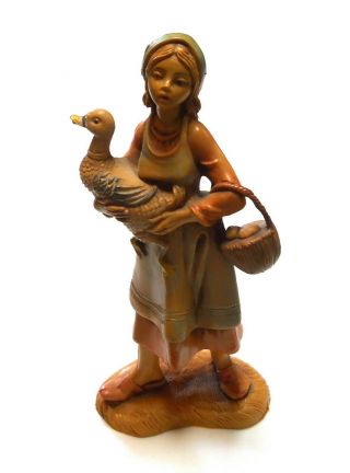 Fontanini Depose Italy Nativity Village Deborah Girl Holding Duck & Basket