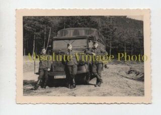 Ww2 Military Transport Photo German Truck & Soldiers Vintage 1940s