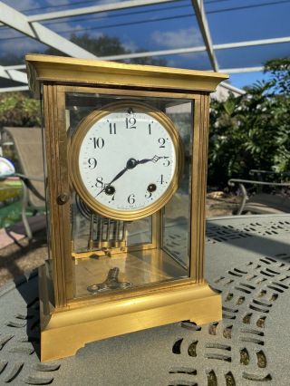 Antique Seththomas Brass Crystal Regulator Clock 120b Ca 1900