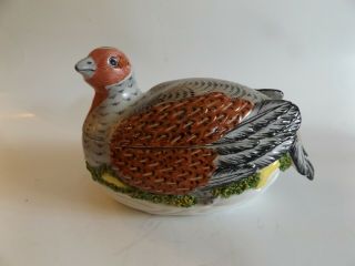 Antique English Staffordshire Hen On Nest With Applied Coleslaw