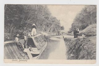 Old Card Barges On Grand Union Canal Daventry 1905 Northampton Harpole