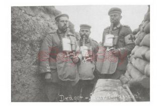 Ww1 German Medics Red Cross Trench Soldiers Wearing Respirators Wwi