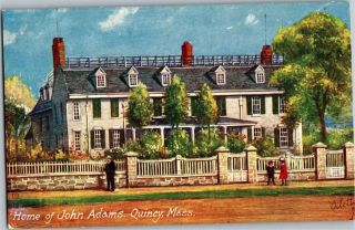 Tucks 2900 Homes Of The U.  S.  Presidents John Adams Quincy Ma Vtg Postcard V16
