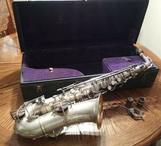 Vintage 1923 Buescher Low Pitch True Tone C Melody Or Alto Saxophone In Case