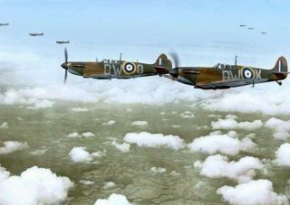 Raf Spitfires From 610 Squadron Biggin Hill - Battle Of Britain Colorozed Ww2 4x6