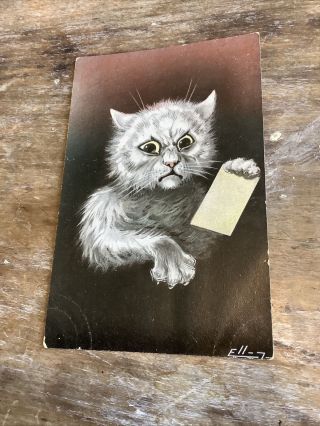 Cat Signed Ell7 Vintage White Kitten Postcard Gibson Girl Series? 534