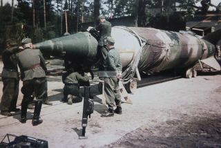 Ww2 Photo Preparations For The Launch Of The V - 2 Missile At A Military Train 737