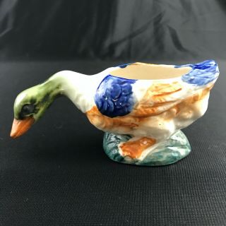 Vintage Small Ceramic Hand Painted Duck Planter Figurine Made In Occupied Japan