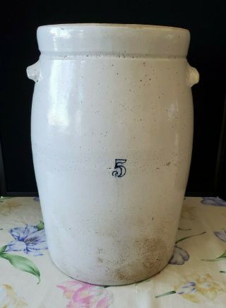 Antique Stoneware 5 Gallon Crock Butter Churn 16 "