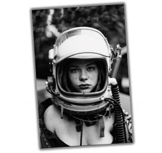 The Girl In The Space Helmet Vintage Rare Retro Photo World War Ii Ww2 4x6 J