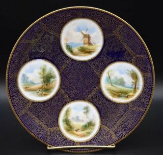 E J Bodley English Hand Painted Aesthetic Period Cobalt Blue & Gold 9 " Plate