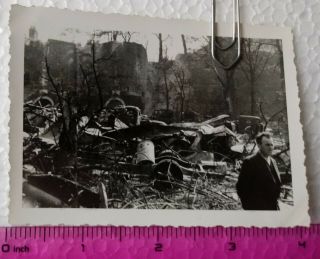 073 Ww2 Orig.  German Photo Destroyed City Cars Trucks 2.  5 X 4 Inch