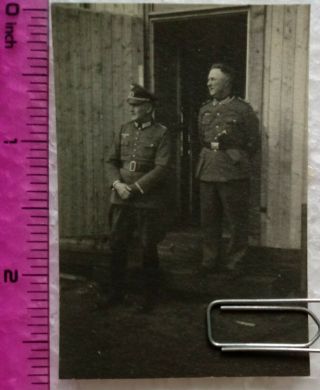 Ww2 Orig.  Photo German Officers Uniforms Caps Ranks Belts 2 X 2.  5 Inch