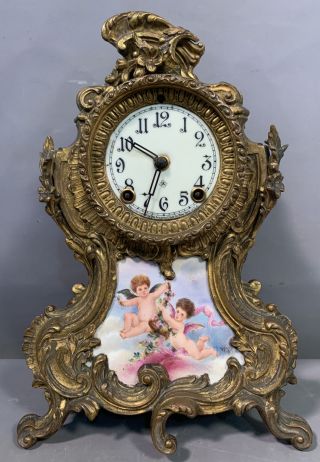 19thc Antique Ansonia Old Victorian Era French Louis Xv Style Mantel Old Clock