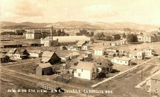 Corvalis Oregon Birdseye View Agricultural College Old Real Photo Postcard