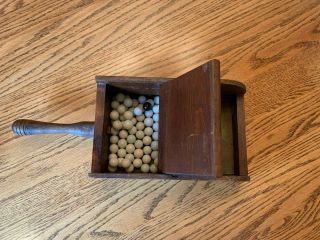 Antique Masonic Black Ball Wooden Voting Box With Marbles