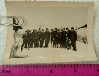 Ww2 Orig.  Photo German Soldiers In Russia Winter 1942 Snow Shovels 2.  5 X 4 Inch