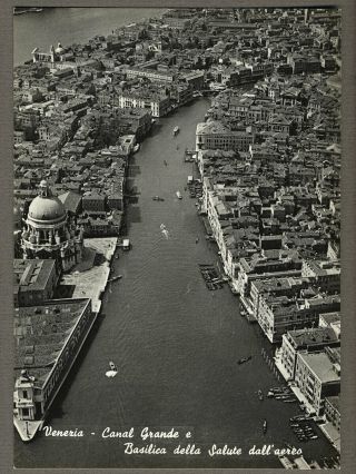 Vintage Real Photo Postcard Grand Canal Aerial View Venice Italy Rppc
