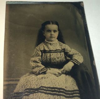 Antique Victorian American Adorable Fashion Cute Little Girl Tintype Photo Us