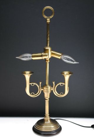 Vintage Wildwood Dual Socket Brass Trumpet Horn Desk Lamp (no Shade)