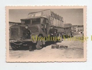 Ww2 Military Transport Photo German Trucks & Mechanics Vintage 1940s