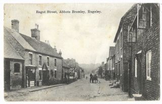 Staffordshire Bagot Street Abbots Bromley Rugeley 1908 Vintage Postcard 17.  1
