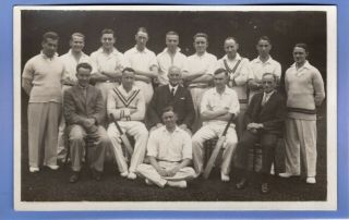 Rare Ww1 Era Cricket Team Leicestershire Rp Photo Vintage Postcard
