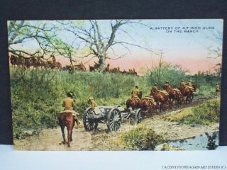 Heavy Field Artillery Battery Us Army Soldiers On March Wwi Military Postcard