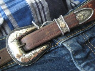 Vintage Mike Srour Sterling 10k Ranger Belt & Buckle Set -