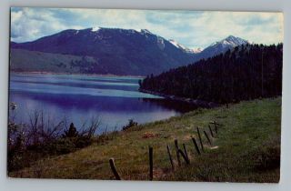 Oregon Or Wallowa Lake Mountains Old Fence Postcard 1950s