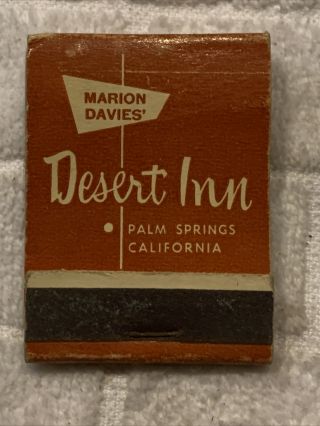 Desert Inn Palm Springs Ca Marion Davies Vintage Matchbook Missing 2 Matches
