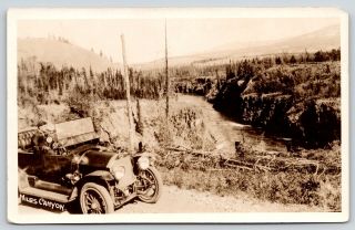 White Horse Yukon Canada Vintage Auto Close Up On Miles Canyon Road C1915rppc