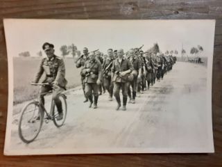 Ww2 German Army Wehrmacht Photo Marching Soldiers (uniform,  Rifles. )