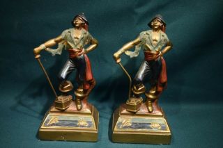 Vintage Armor Bronze Art Bookends,  Pirate With Sword 7.  5 Inches Tall