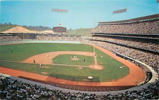 Vintage 1962 Postcard Opening Day Dodger Stadium Vs Reds Los Angeles Ca Unposted
