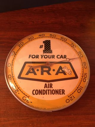 A•r•a Air Conditioner Thermometer Vintage 1961 Pam Clock Co.  Inc.  Curved Glass