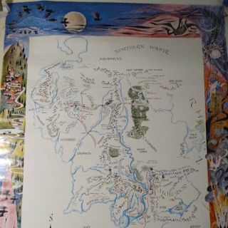 Tolkien Middle Earth Map Lotr Poster Barbara Remington Vtg Ballantine