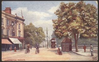 Warwickshire.  Leamington.  Leamington Parade.  Vintage Tuck Oilette P/card 7659