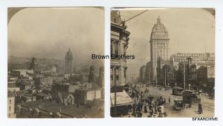 Vintage 1906 San Francisco Views Of Call Bldg Smoke Filled Air Quake Photos (2pc