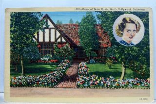 California Ca North Hollywood Bette Davis Home Postcard Old Vintage Card View Pc