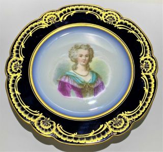Fine Antique French Sevres Porcelain Portrait Cabinet Plate.