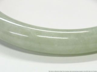 Vintage Celadon Green Jadeite Bracelet 1940s Chinese Round Hinged Bangle 7inch 4