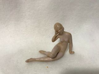 Antique German Porcelain Nude Bathing Beauty In All Her Glory 2 1/2 "