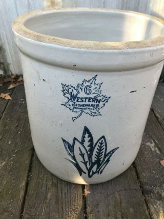 Western Stoneware Maple Monmouth 6 Gallon Crock With Corn Leaves Ga/il Pick Up
