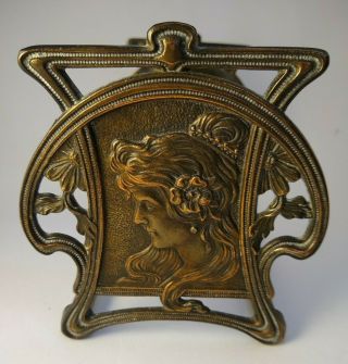 Judd Antique Art Nouveau Expandable Brass Book Rack 9788 Holder Lady Repaired